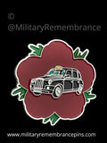Black Cab Taxi Remembrance Flower Lapel Pin