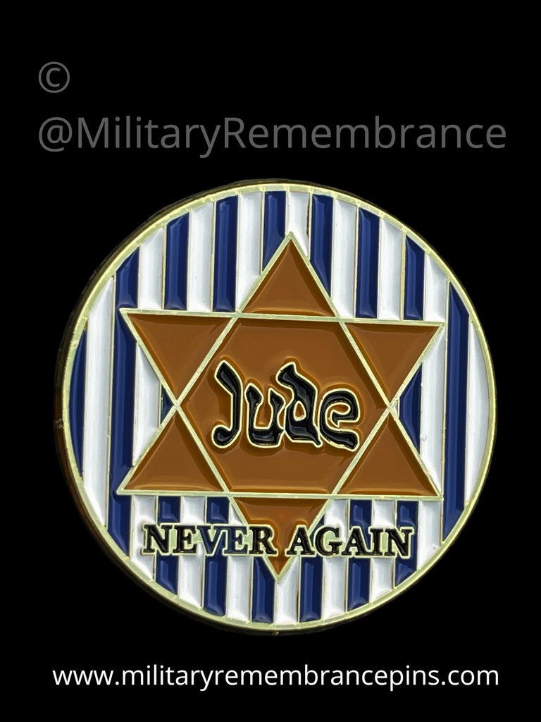 Time Again Pin Jude Star Of David Never Again Colours Lapel Pin – Military Remembrance ...