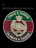 Royal Tank Regiment 'Always A Tankie' Round Colours Lapel Pin.