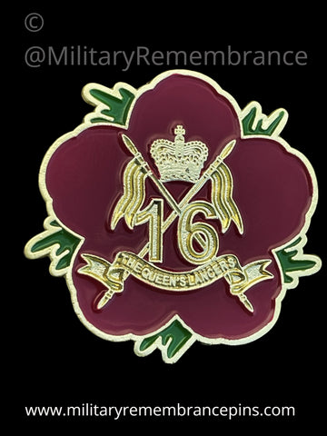 16th 5th The Queen's Royal Lancers Remembrance Flower Lapel Pin