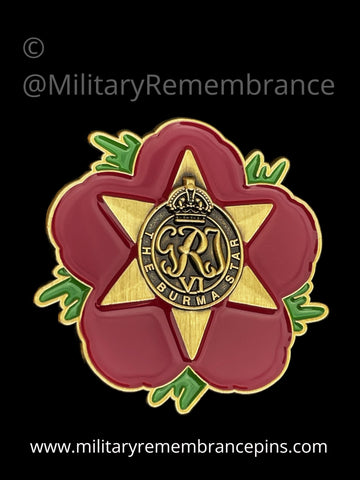 Burma Star Campaign Medal Remembrance Flower Lapel Pin