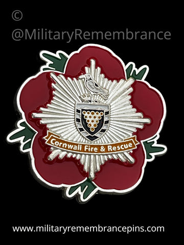 Cornwall Fire & Rescue Service Remembrance Flower Lapel Pin