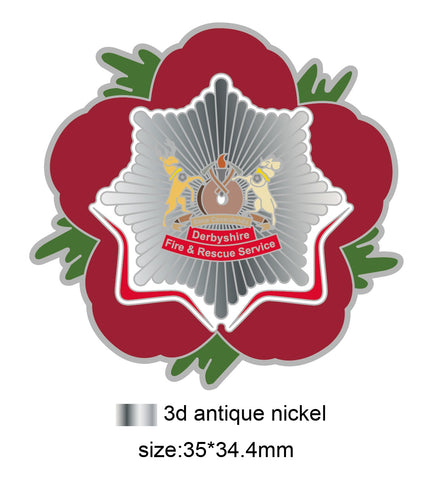 Derbyshire Fire & Rescue Service Remembrance Flower Lapel Pin