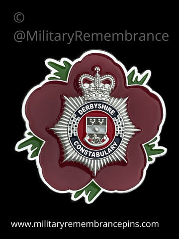 Derbyshire Constabulary Remembrance Flower Lapel Pin