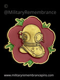 Army Navy Divers Remembrance Flower Lapel Pin