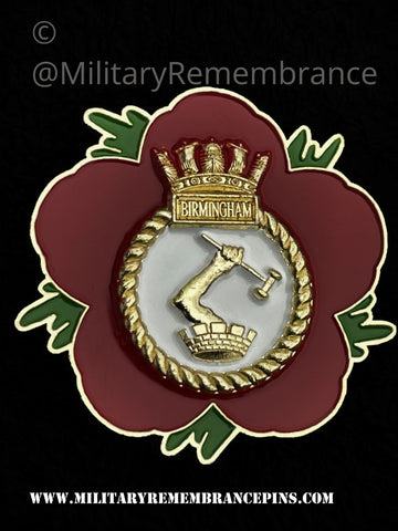 HMS Birmingham Royal Navy Remembrance Flower Lapel Pin