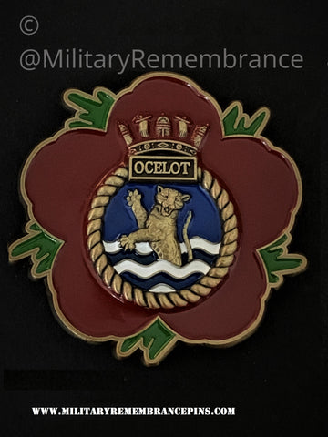 HMS Ocelot Royal Navy Remembrance Flower Lapel Pin