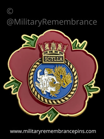 HMS Scylla Royal Navy Remembrance Flower Lapel Pin