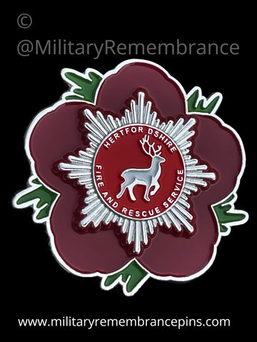 Hertfordshire Fire & Rescue Service Remembrance Flower Lapel Pin