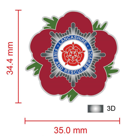 Lancashire Fire & Rescue Service Remembrance Flower Lapel Pin