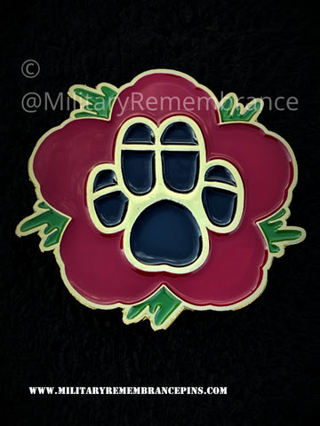 PAWS Dog Handler RAVC Animal Remembrance Flower Lapel Pin