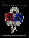 Red White & Blue 3 Flower Remembrance Lapel Pin